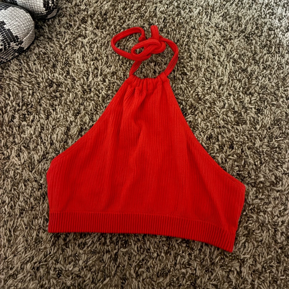 Red Halter Neck Women's Top